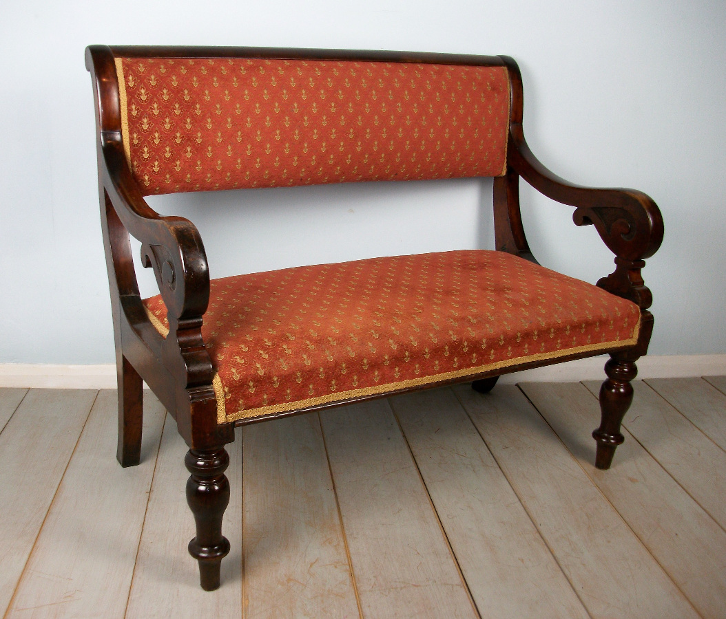 Victorian Walnut Window Seat Hall Bench